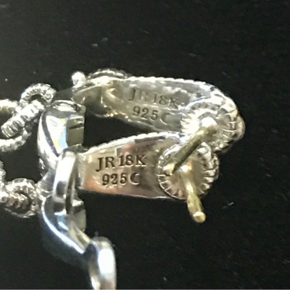 Judith Ripka 925 Sterling Pear drop Citrine & Pave Diamond Earrings 18kGold post - Picture 8 of 11